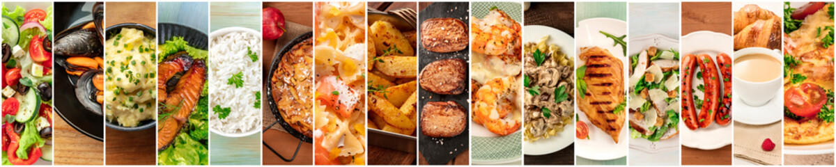 Food Collage. A design template with many tasty dishes