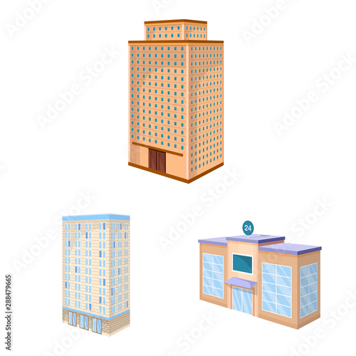 Vector design of city and build sign. Collection of city and apartment stock vector illustration.