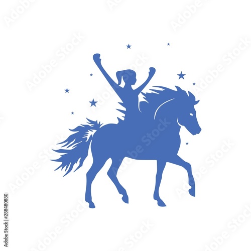 School Horse And Lady Holiday Competition hand drawn vintage simple modern look