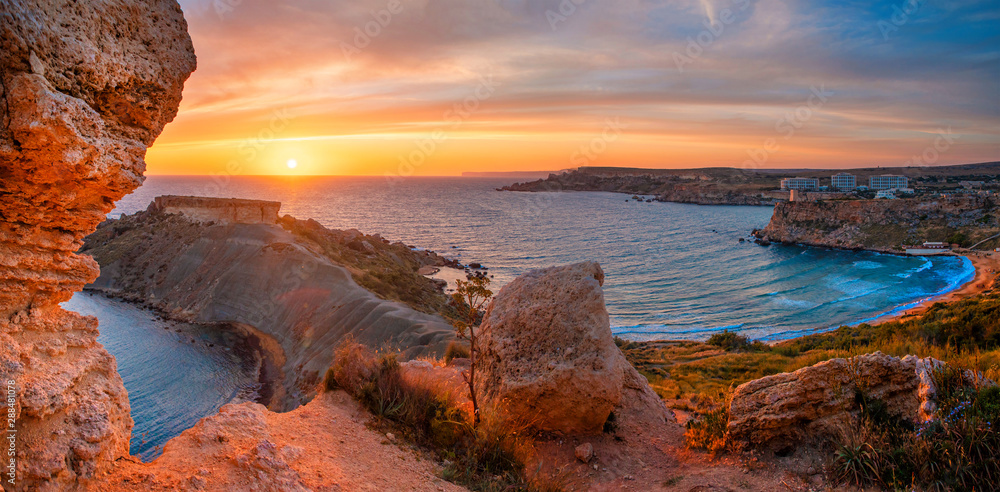 Malta landscape at sunset