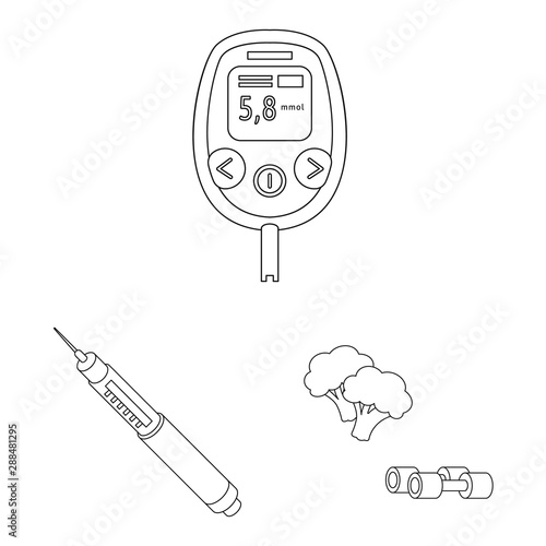 Isolated object of mellitus and diabetes icon. Collection of mellitus and diet vector icon for stock.