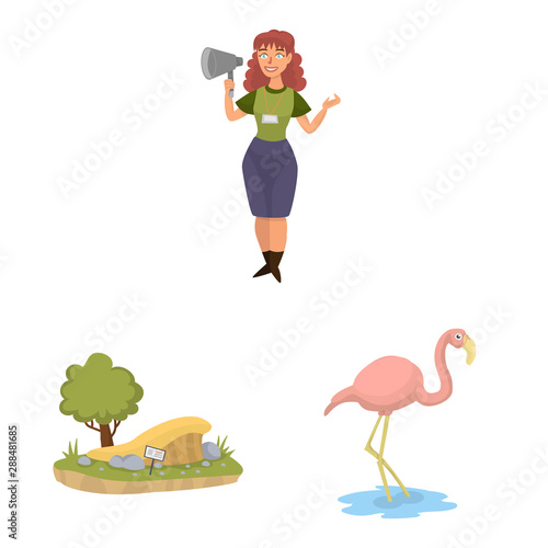 Isolated object of zoo and park sign. Collection of zoo and animal stock vector illustration.