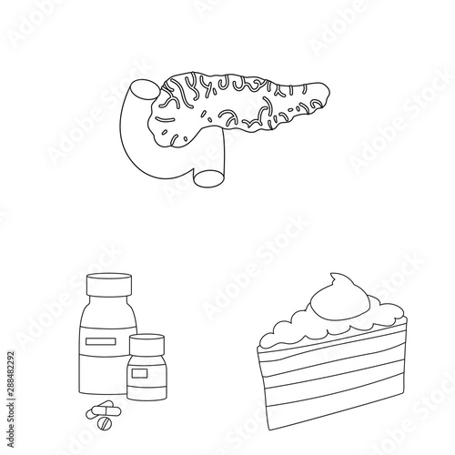 Vector illustration of mellitus and diabetes symbol. Set of mellitus and diet stock vector illustration.