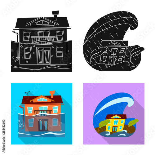 Isolated object of weather and distress sign. Set of weather and crash stock symbol for web.