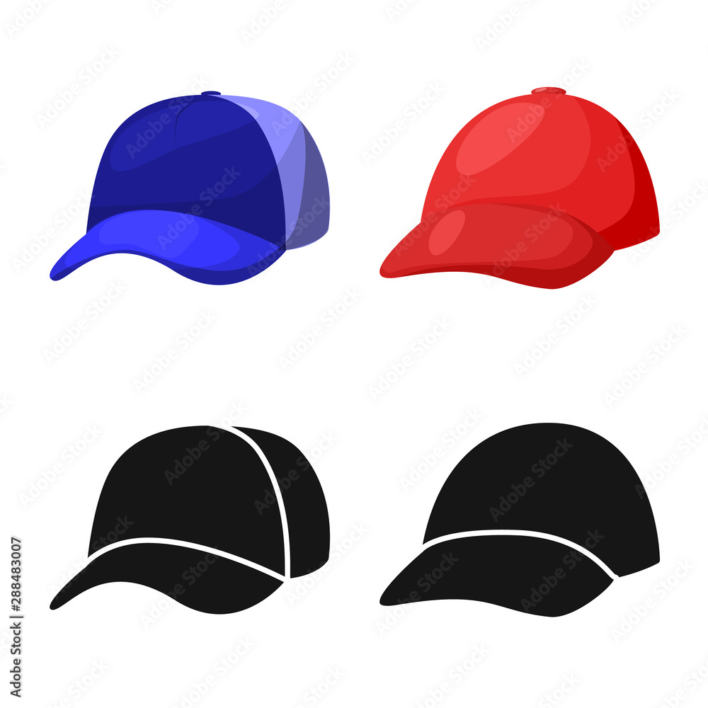 Vector illustration of clothing and cap icon. Set of clothing and beret stock vector illustration. Vector illustration of clothing and cap icon. Set of clothing and beret stock vector illustration.