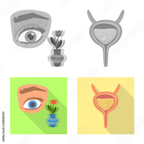 Vector illustration of diet and treatment symbol. Set of diet and medicine stock vector illustration.