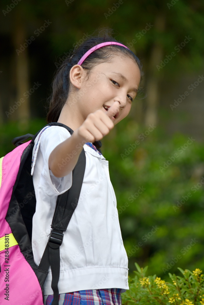 A Friendly School Girl With Books