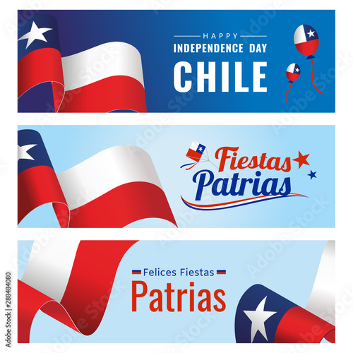 Waving Chile flag, Independence day Vector