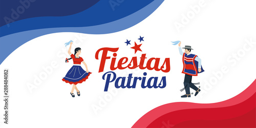 Fiestas Patrias - Independence Day celebration of Chile Spanish phrase.
