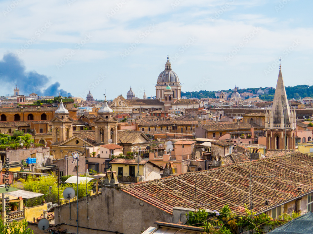 Fototapeta premium Summer fire in Rome, Italy