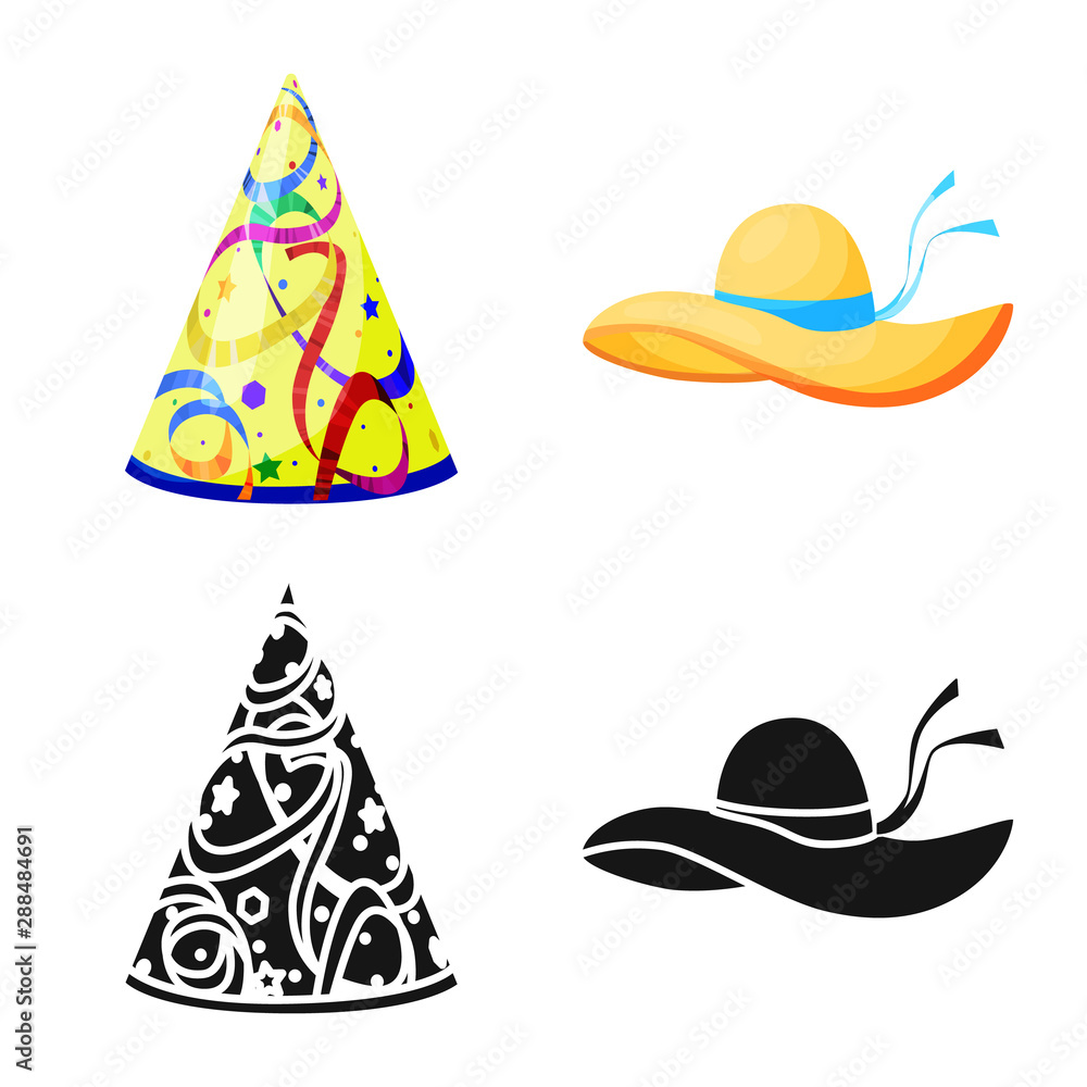 Isolated object of clothing and cap logo. Set of clothing and beret stock symbol for web. Isolated object of clothing and cap logo. Set of clothing and beret stock symbol for web.