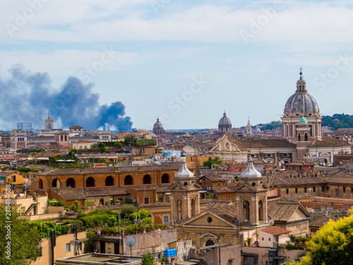 Summer fire in Rome, Italy
