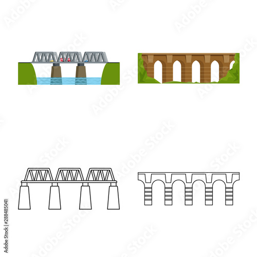 Isolated object of connection and design sign. Set of connection and side stock symbol for web.