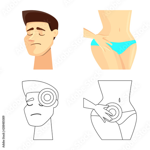 Isolated object of hospital and rendering sign. Set of hospital and help stock symbol for web.