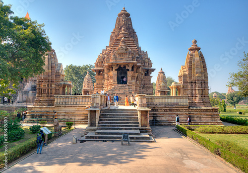The Lakshmana Temple is a Hindu temple built by Yashovarman located in the Western Temple complex in Khajuraho, India. Dedicated to Vaikuntha Vishnu - an aspect of Vishnu.