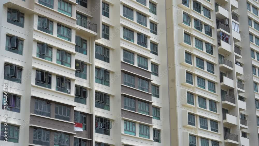 Windows and Facade of Generic Residential Apartment Building in Singapore Windows and Facade of Generic Residential Apartment Building in Singapore