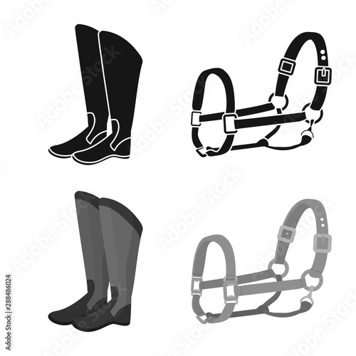 Vector illustration of equipment and riding symbol. Collection of equipment and competition vector icon for stock.