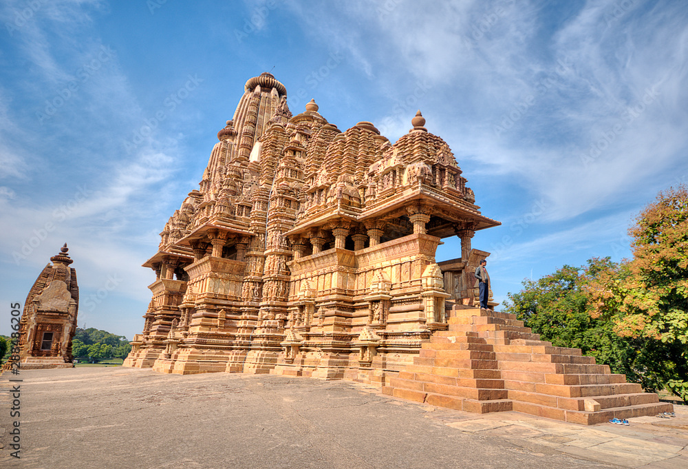 The Vishvanatha Temple is a Hindu temple in Madhya Pradesh, India. It is located among the western group of Khajuraho Monuments, a UNESCO World Heritage site. The temple is dedicated to Shiva, 