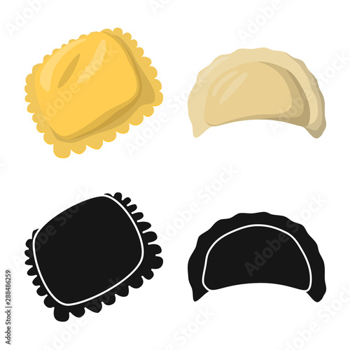 Isolated object of products and cooking symbol. Set of products and appetizer vector icon for stock.
