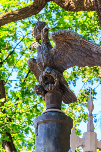 Bronze statue of Double-headed eagle - the old coat of arms of the Russian Empire