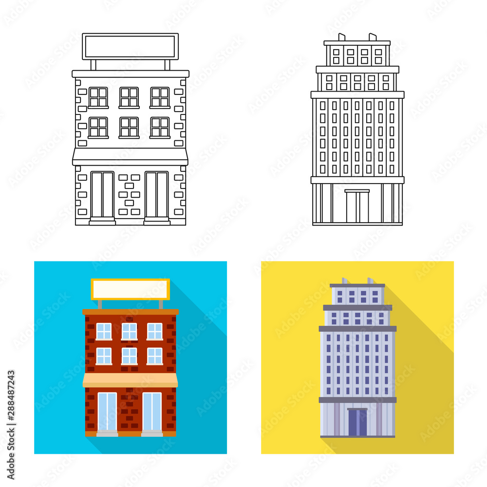 Vector design of municipal and center symbol. Collection of municipal and estate stock vector illustration.
