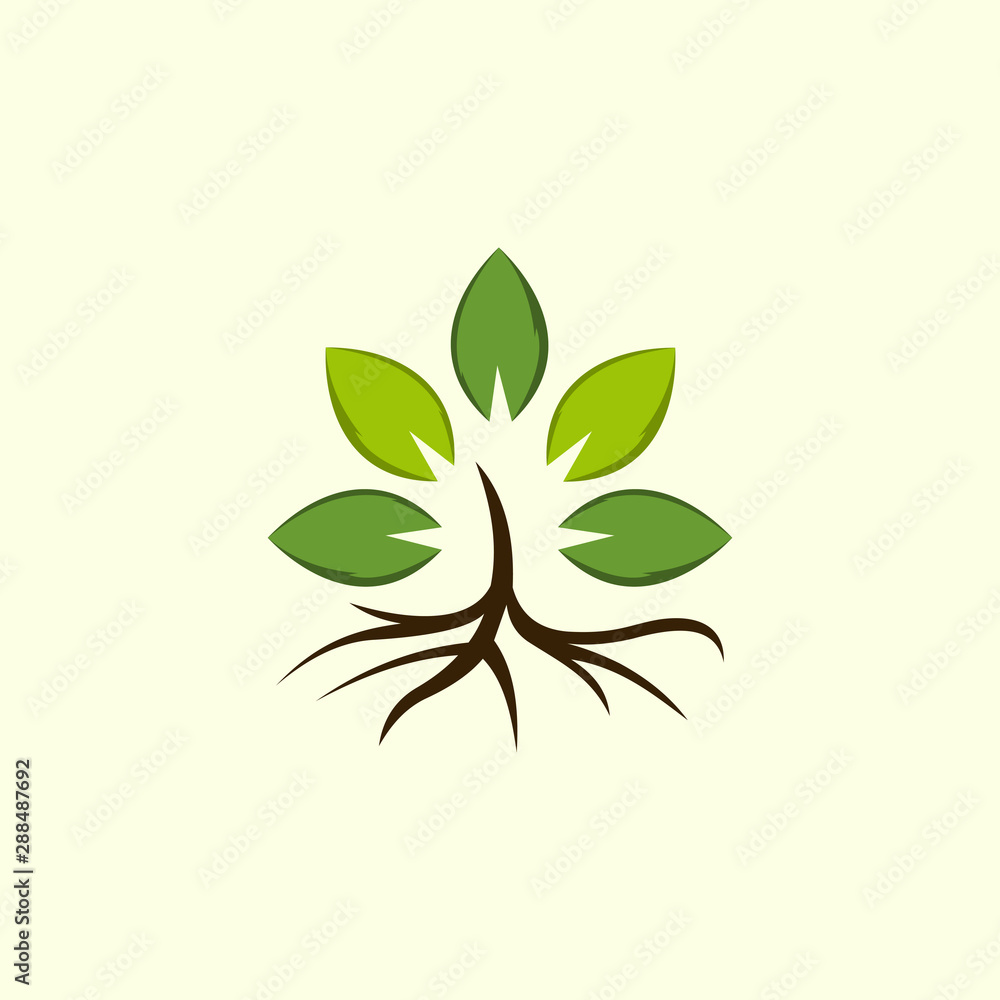 Tree Leaf Plant Root Naturally Icon Logo Design Template Element Vector Tree Leaf Plant Root Naturally Icon Logo Design Template Element Vector