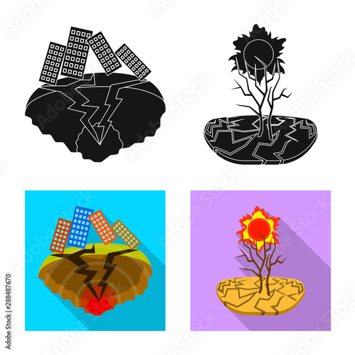 Vector design of weather and distress icon. Set of weather and crash stock symbol for web.