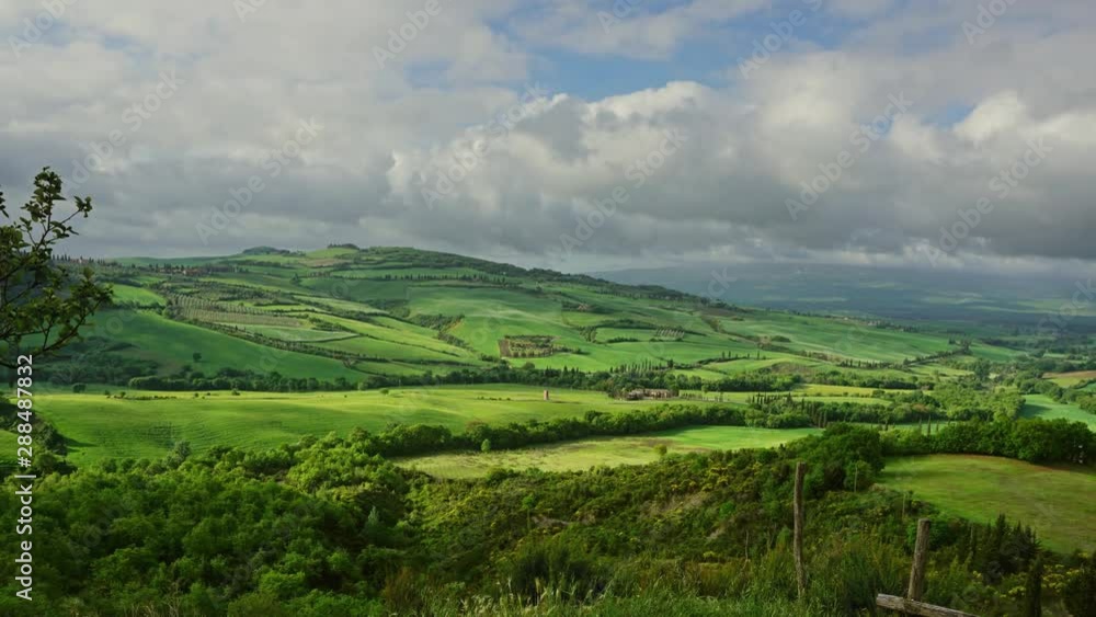 Tuscany landscape with farmland hill fields in Italy, Europe, zoom in timelapse 4k Tuscany landscape with farmland hill fields in Italy, Europe, zoom in timelapse 4k