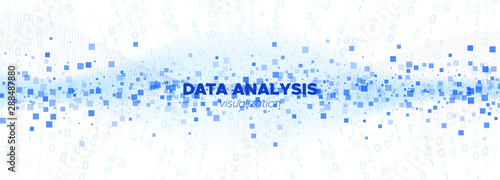 Matrix Digits. White Particle Background. Blue 