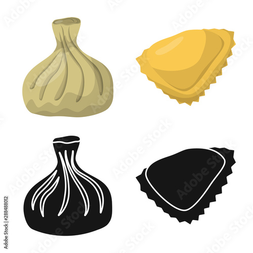 Vector illustration of products and cooking sign. Set of products and appetizer stock vector illustration.