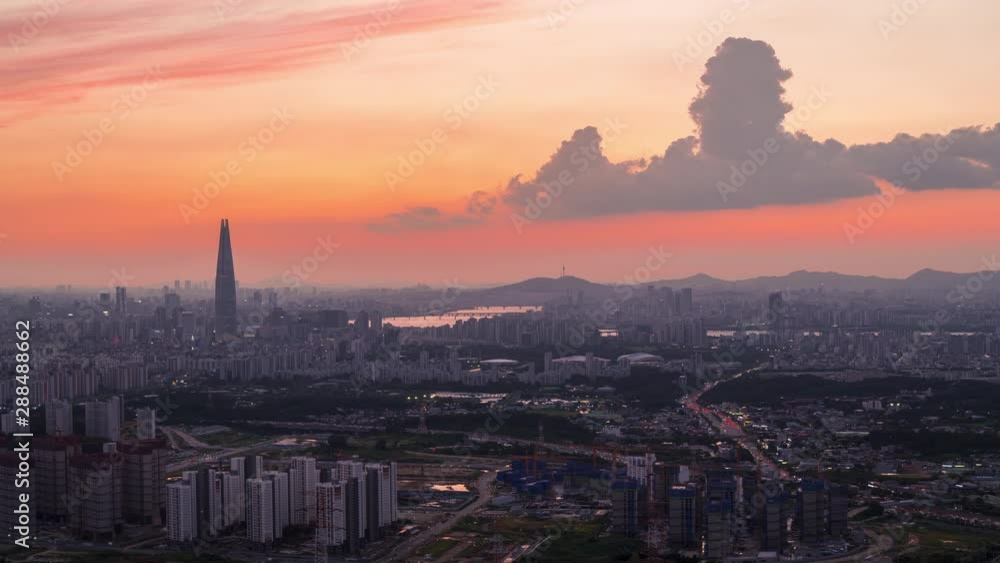 Time Lapse Sunset of Seoul cityscapes at South Korea. Time Lapse Sunset of Seoul cityscapes at South Korea.