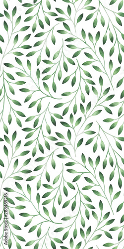 Seamless pattern with stylized leaves. Watercolor hand drawn illustration.