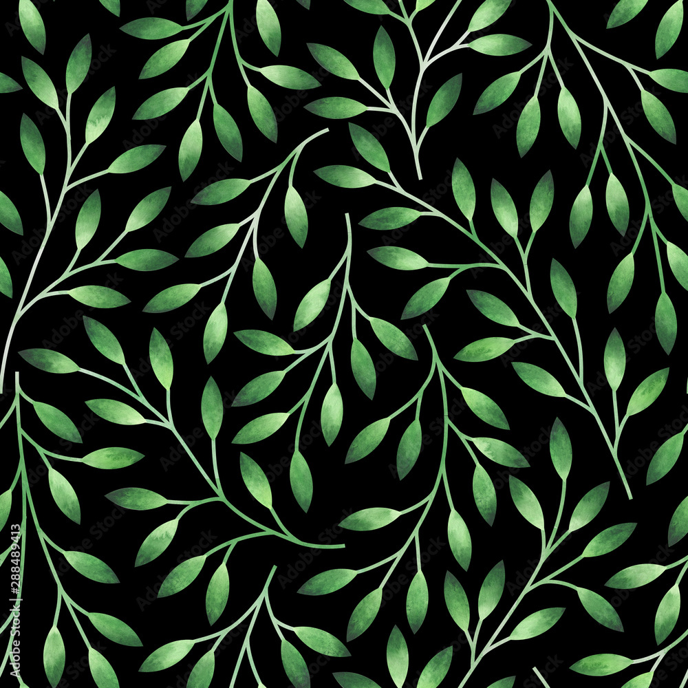 Seamless pattern with stylized leaves. Watercolor hand drawn illustration. Seamless pattern with stylized leaves. Watercolor hand drawn illustration.