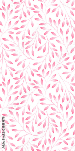 Seamless pattern with stylized leaves. Watercolor hand drawn illustration.