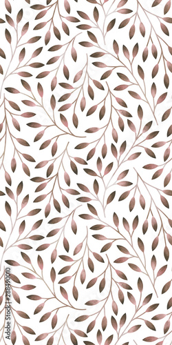 Seamless pattern with stylized leaves. Watercolor hand drawn illustration.