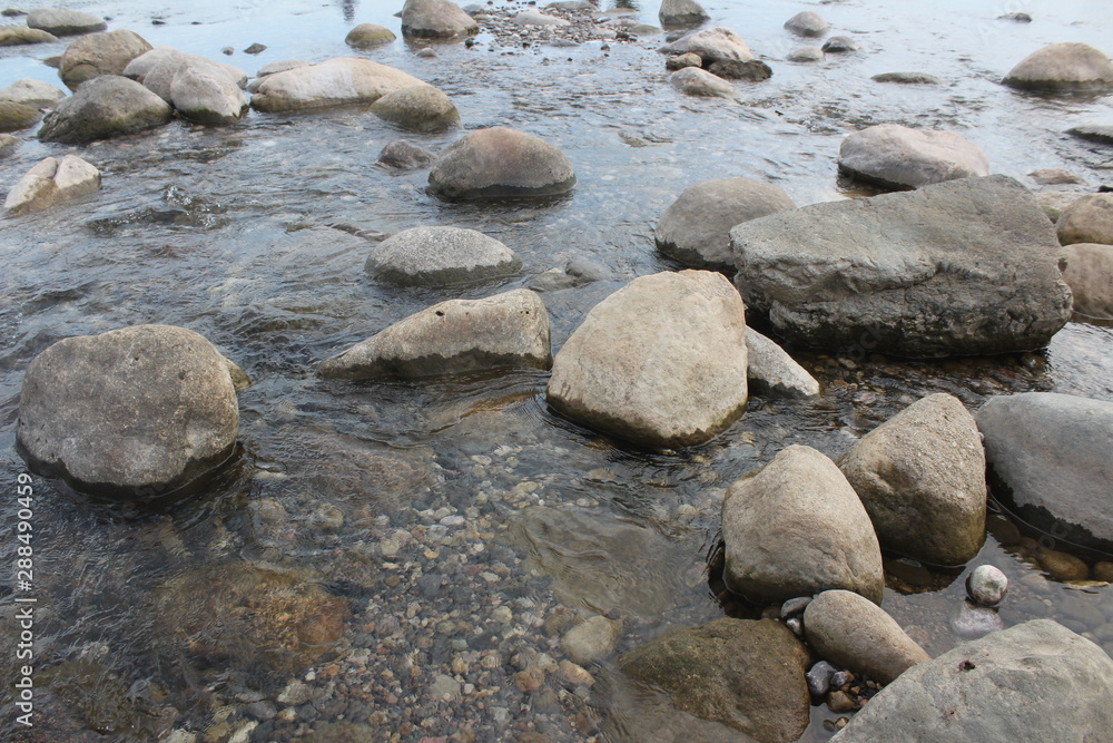 water Flowing Over Smooth Stones