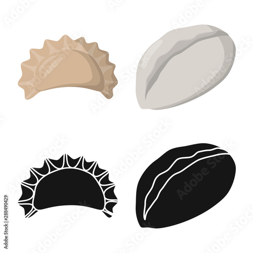 Vector illustration of products and cooking sign. Set of products and appetizer vector icon for stock.