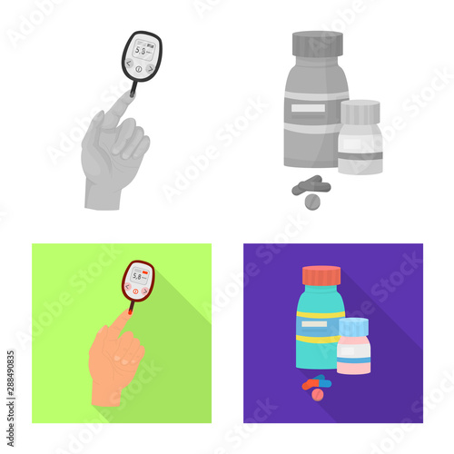 Vector illustration of diet and treatment sign. Collection of diet and medicine vector icon for stock.
