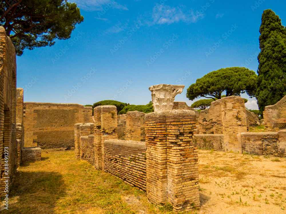 Ancient Roman Archaeological Site of Ostia Antica in Rome, Italy Ancient Roman Archaeological Site of Ostia Antica in Rome, Italy