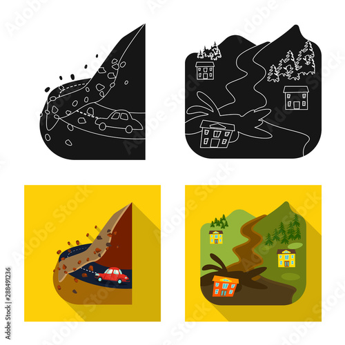Isolated object of weather and distress sign. Collection of weather and crash stock symbol for web.