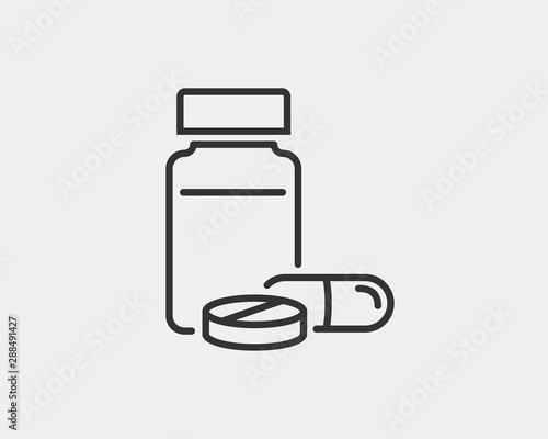 Medical icons vector. Pills and capsules icon medicine drug.