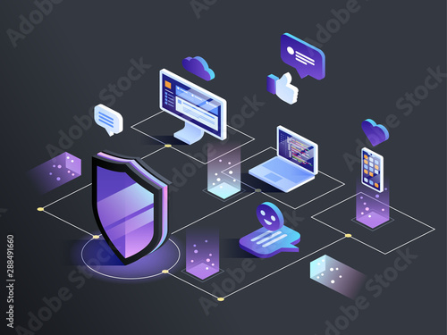 Isometric Security Data Protection concept
