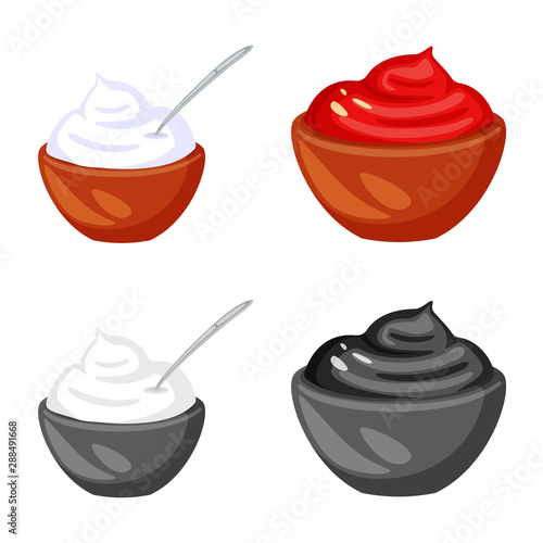 Vector design of taste and product sign. Set of taste and cooking stock symbol for web.