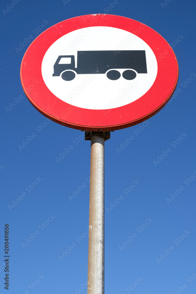 Dutch road sign: no access for goods vehicles Dutch road sign: no access for goods vehicles
