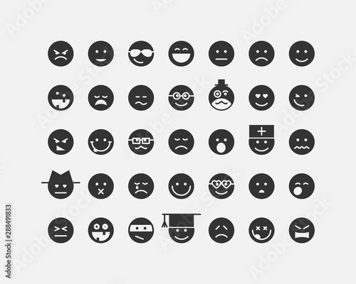 Big set smiles faces. Collection smile icon vector symbol. Smiley face cartoon character.