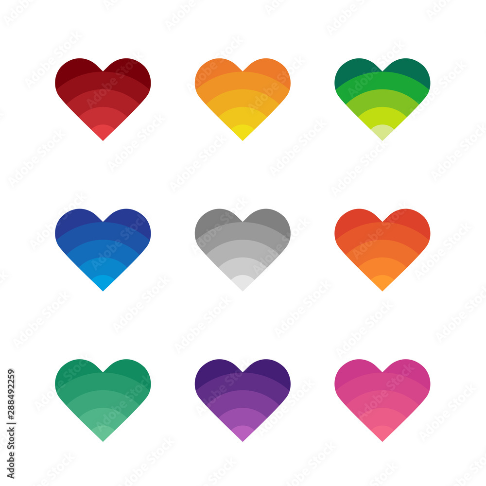 Heart icon set, symbol of love, valentine day design concept - Vector Heart icon set, symbol of love, valentine day design concept - Vector