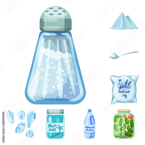 Vector illustration of salt and food symbol. Collection of salt and mineral vector icon for stock.