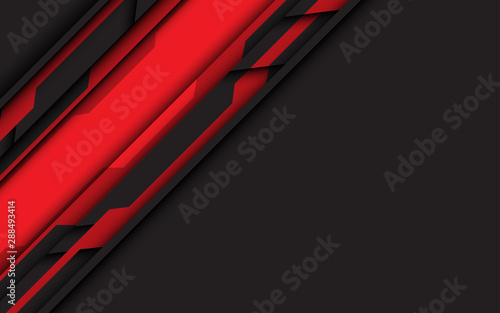 Abstract red technology circuit polygon line on grey with blank space design modern futuristic background vector illustration.