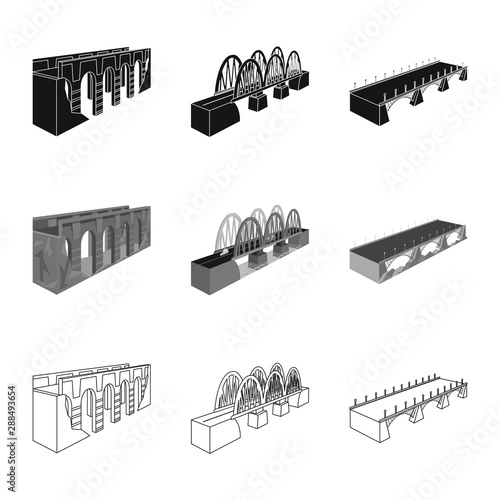 Isolated object of connection and design logo. Set of connection and side vector icon for stock.