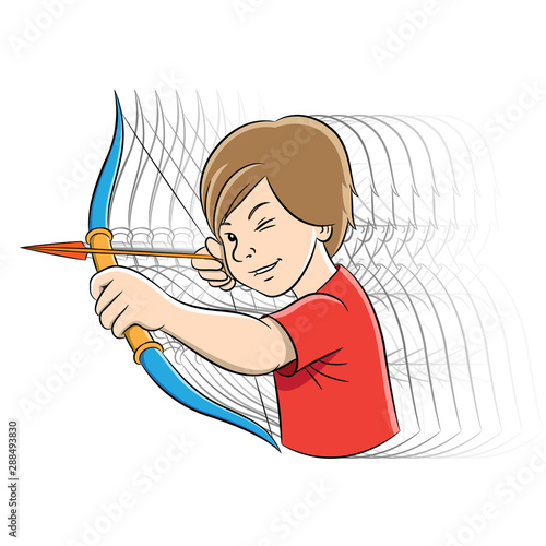 Archer Boy Cartoon with Motion Ghosting